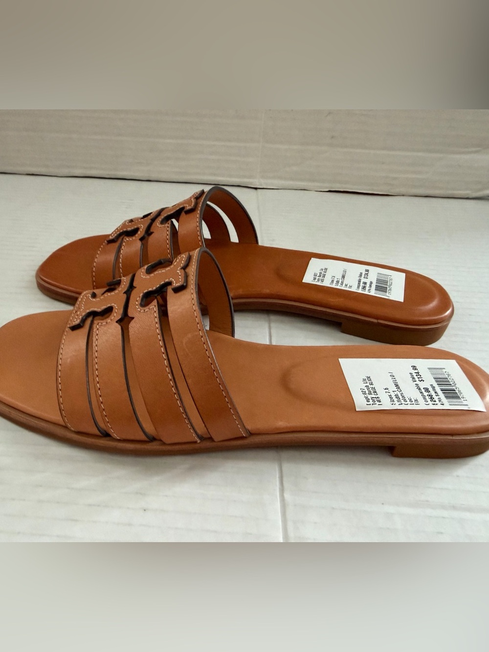 Tory Burch Ines Cage Slide Camello vachetta leather tan sandals size 7.5 - Picture 2 of 6
